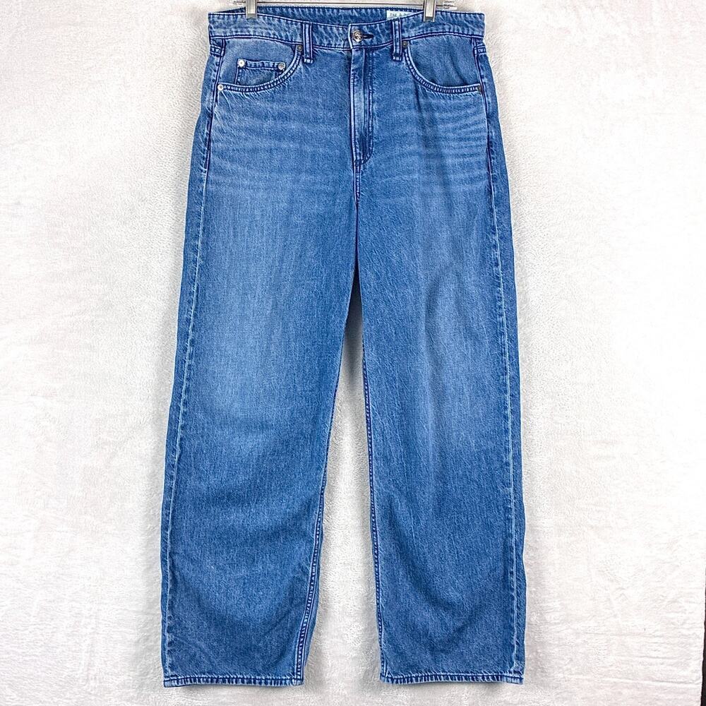 Rag & Bone Jeans Women 30 Faded Whiskered Logan Wide Leg Stretch Preppy Luxury
